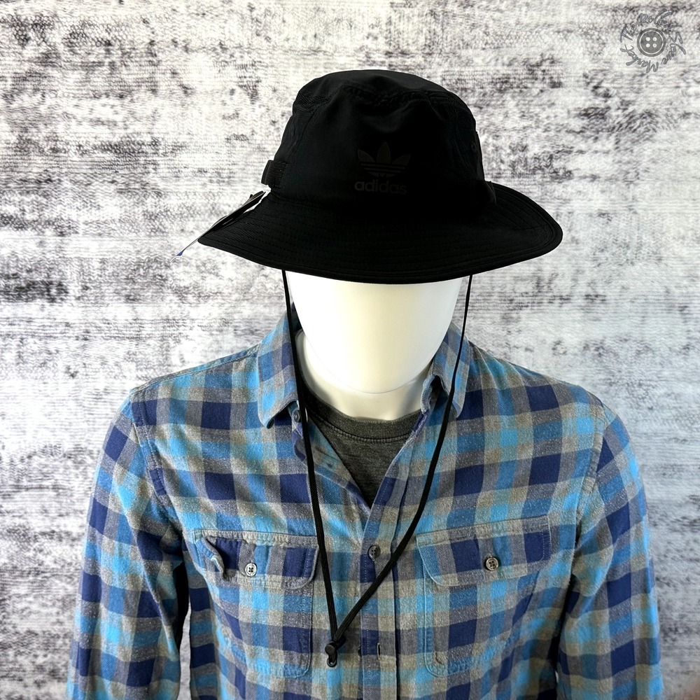 NWT Adidas Originals Boonie Bucket Hat Black Mesh Chin Strap MSRP $32 S/M Unisex